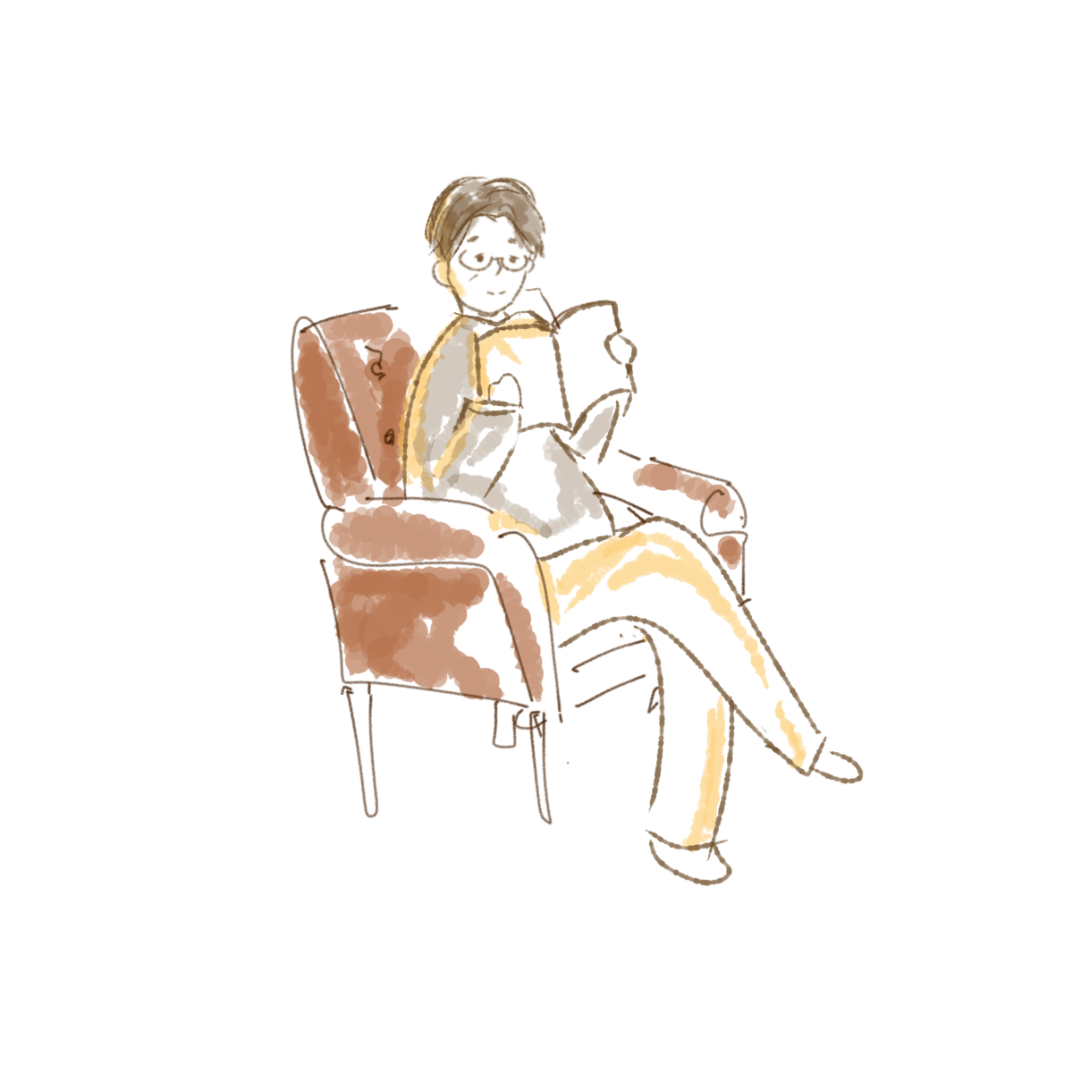 椅子に座る森さん